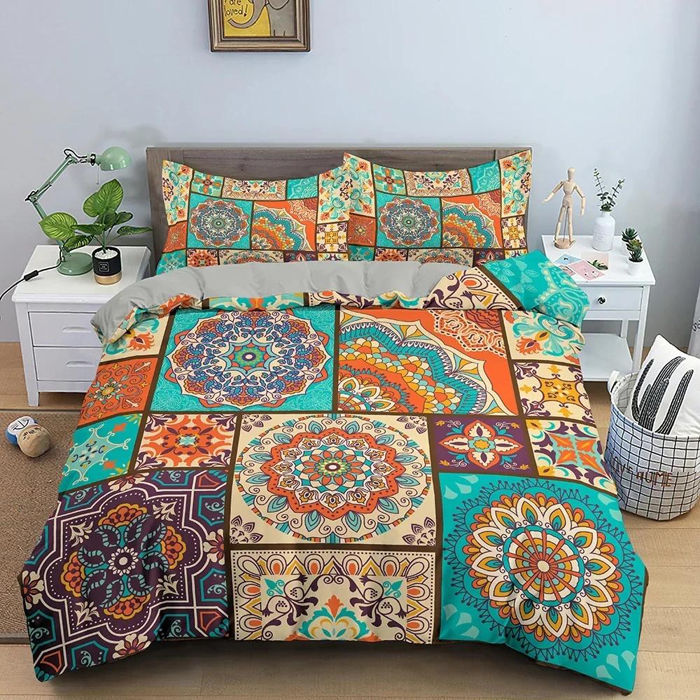 3D Printed Bohemian Ethnic Mandala Comfortable Duvet Quilt Cover Pillowcase Bedding Set Children Bedroom Decoration Home Textile