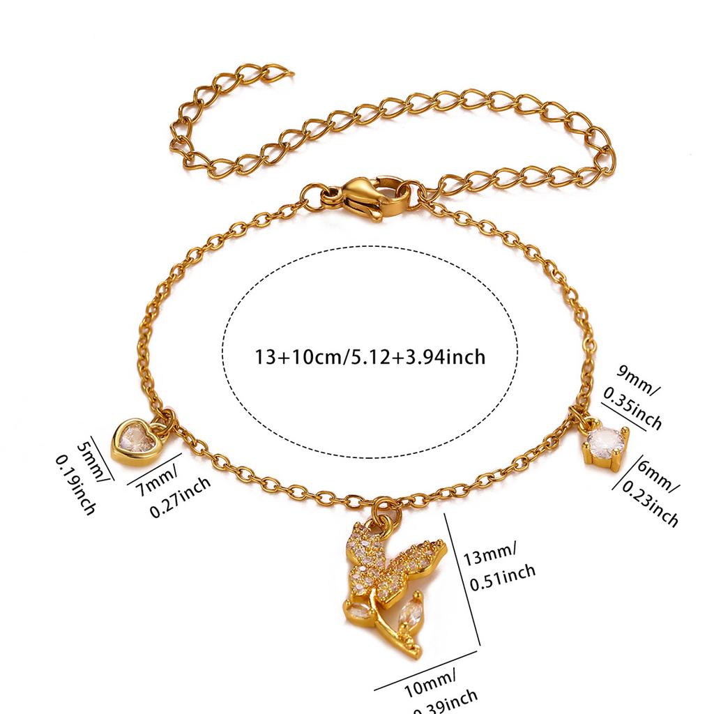 Tassel Pendant Heart Butterfly Moon Anklet For Women 2026 Beach Vacation Summer Waterproof Chain Foot Chain Jewelry Fashion Gift
