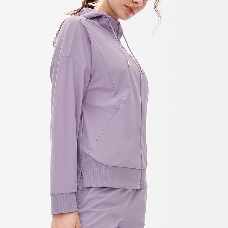 Fila Athletics Solid Logo High Elastic Breathable Sports Knitted Hoodie Women Hoodies Midnight-Purple A11W231504F-PU