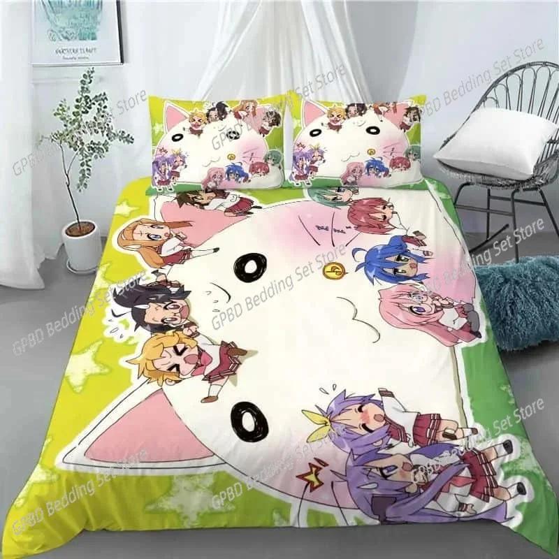 New Lucky Star 3D Print Anime Girl Duvet Cover Set Fashion Bedding Sets Comforter Duvet Cover Pillowcase Home Textiles