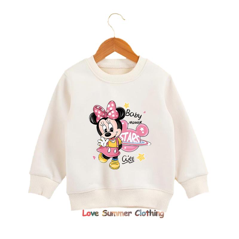 Mouse Kids Hooded Sweatshirt Mickey Ages 4-14 HD Print Little Boy Pullover  Minnie Little Girls Fall Hoodie Long Sleeve New Arrivals for Autumn