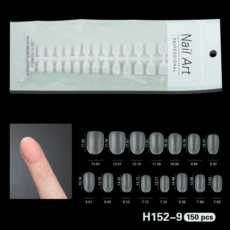 

150Pcs Seamless Press On False Nail Tips Transparent Full Cover Fingernail Tip Frosted Long Coffin Almond Artificial Nails