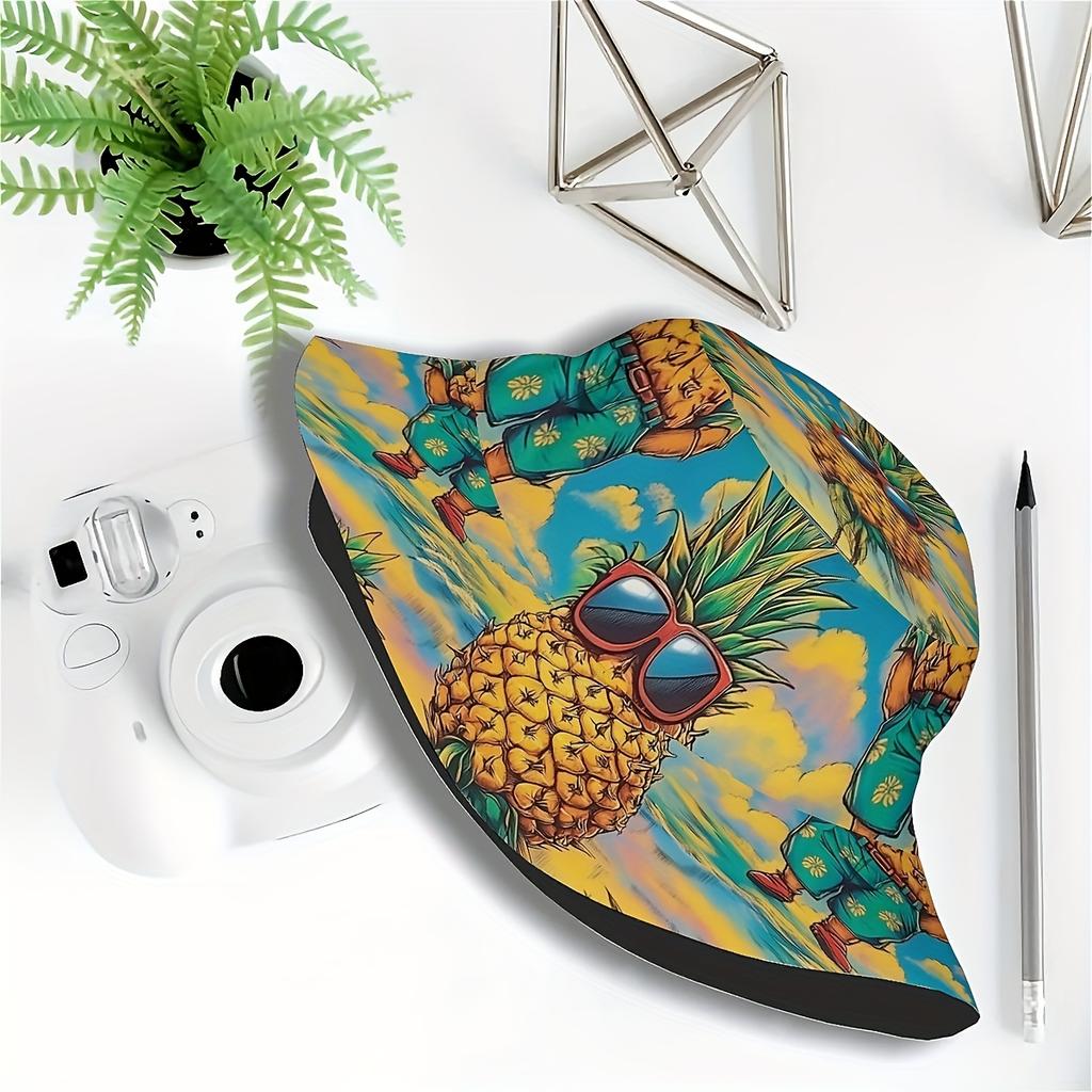 A Stylish Fisherman Hat Featuring a Vibrant Pineapple Design Perfect for Both Men And Women Ideal for Outdoor Vacations