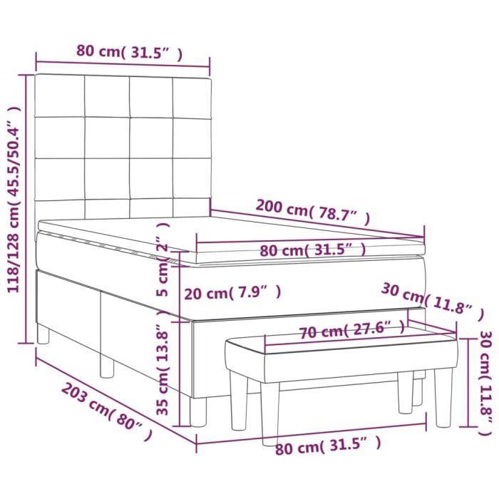 3136554 vidaXL Lit à sommier tapissier avec matelas Crème 80x200 cm Tissu