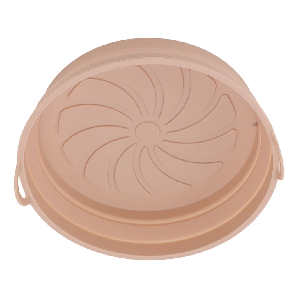 2Pcs Round Silicone Fryer Basket Oil Resistant Non Stick Resuable Fryer Silicone Liner with Handles for Household