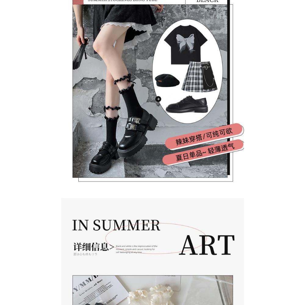 Socks Women's Tube Socks Spring and Autumn Cute Bow Summer Jk Lolita Lolita Mary Jean Shoes Lace Lace