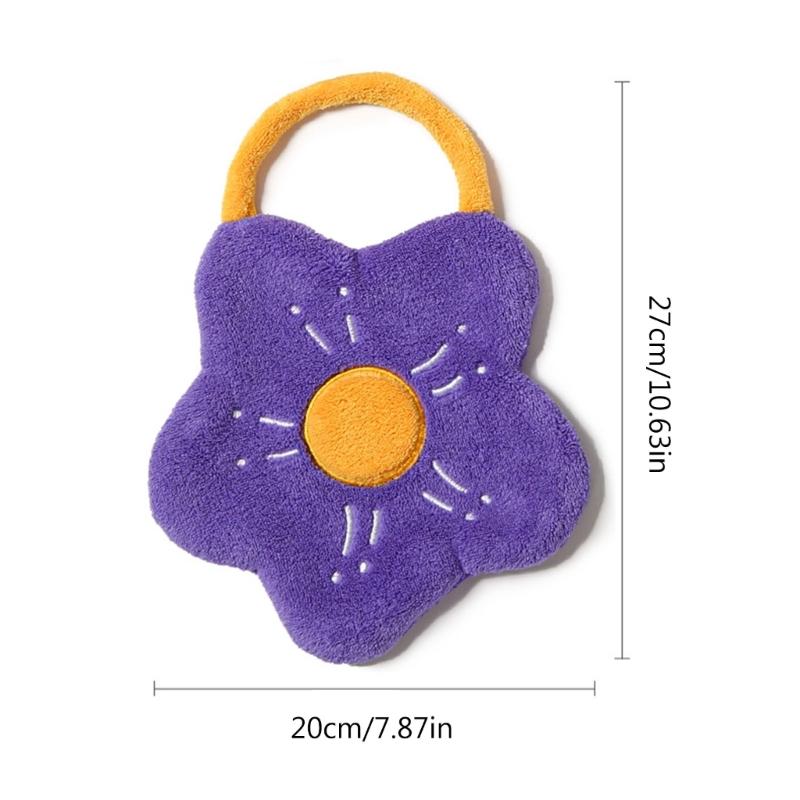 Quick-Dry Hand Towel Coral Fleece Wipe Handkerchief Kitchen Bathroom Absorbent Dishcloth Flower Shape Cleaning Cloth