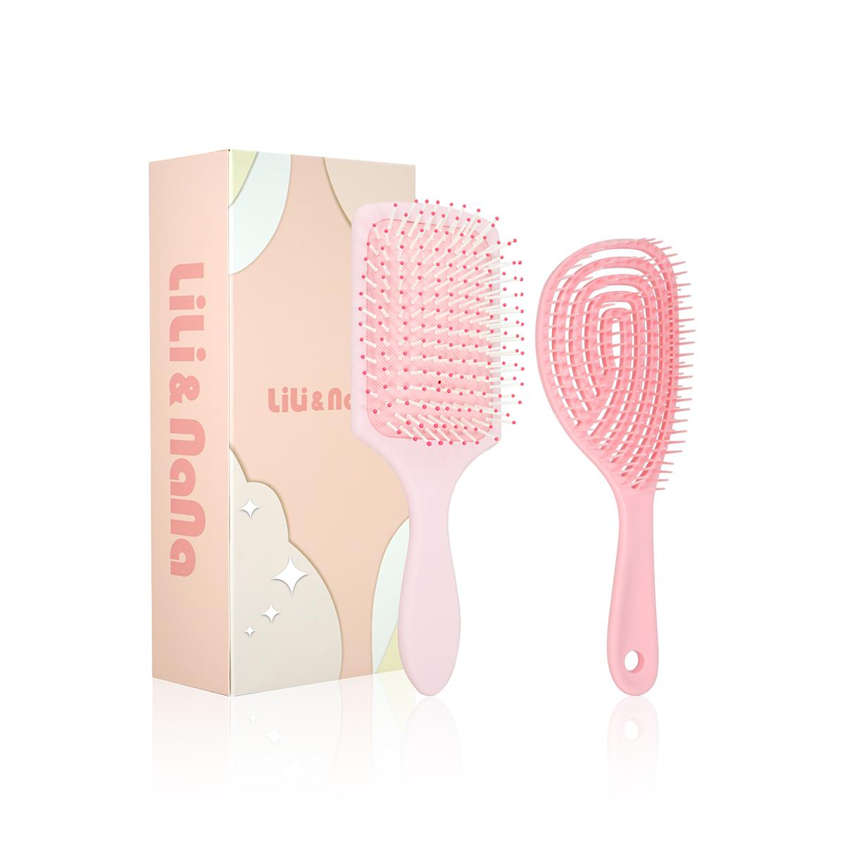 

Набор расчесок для волос розового цвета, 2 стиля, мягкая щетина для легкого распутывания и повседневной укладки волос