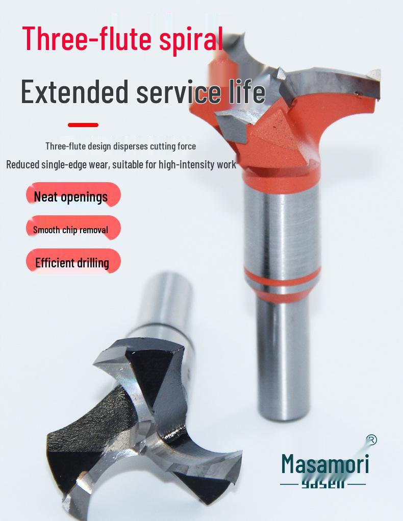 Yasen CNC Woodworking Three-Flute Spiral Drill Bit and Hole Opener