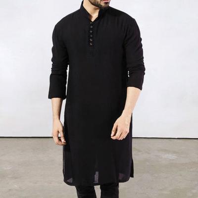 Men Shirt Long Sleeve Button Placket Man Long Robes Casual Men Traditional Shirt Outdoor Supply