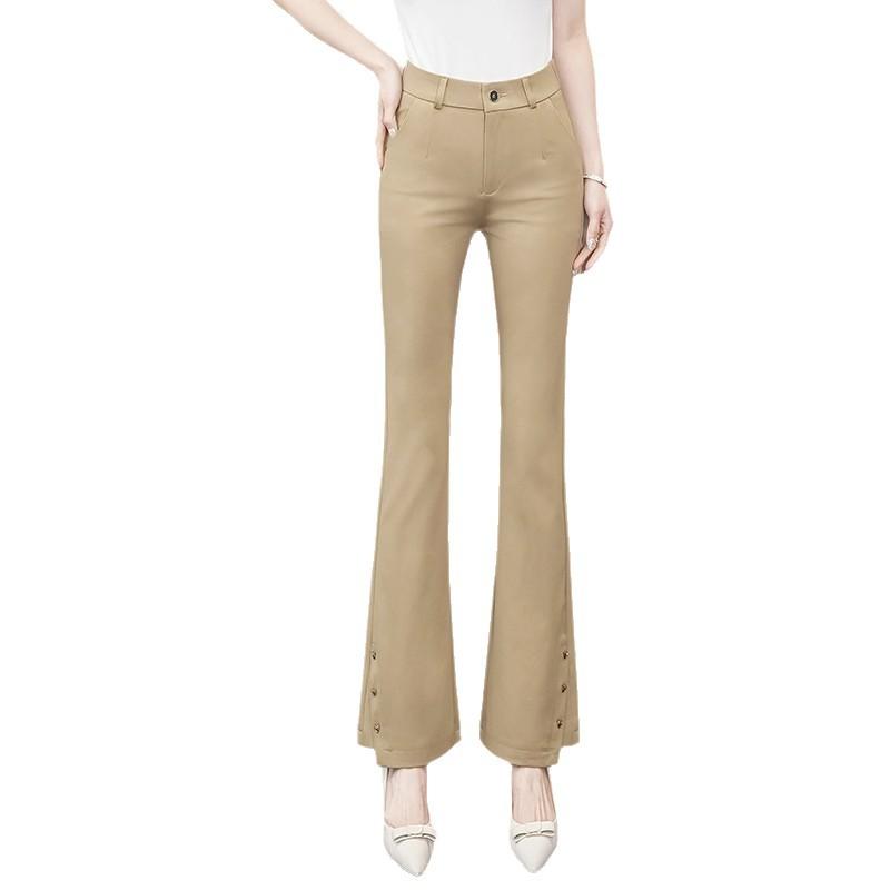 Khaki Elastic High-waisted Casual Flared Pants Women's 1116 Spring and Summer Popular High-waisted Thin Drape Pants