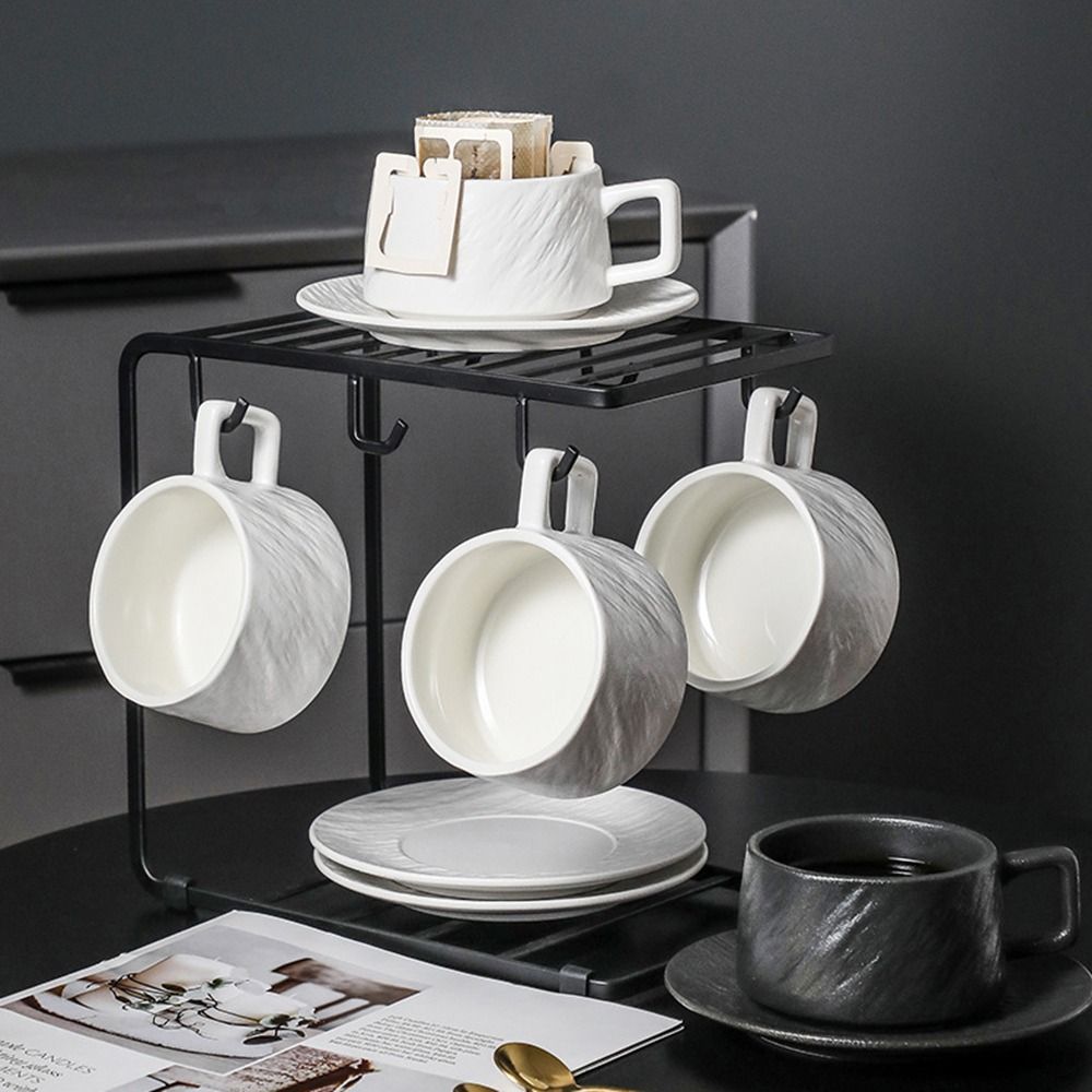 Hitzebeständiges Tassen- und Teller-Set Hohe Schönheit Frühstückstasse Felsensand Keramik Kaffeetasse Gewerblich