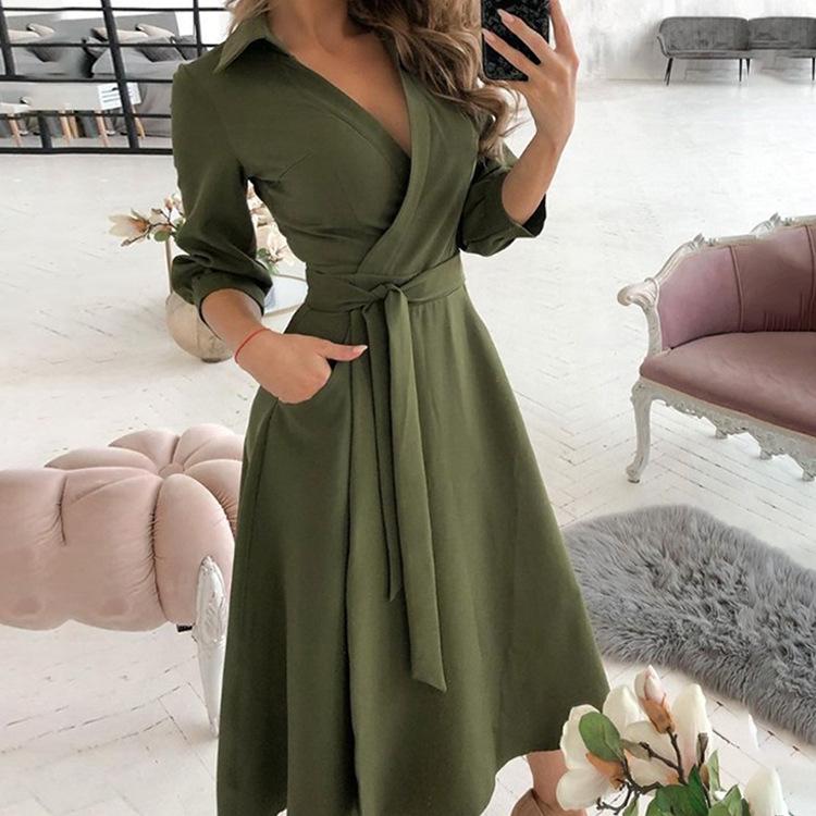 Women's Fashion V-neck Print Long Sleeve Bodycon Dress 2025