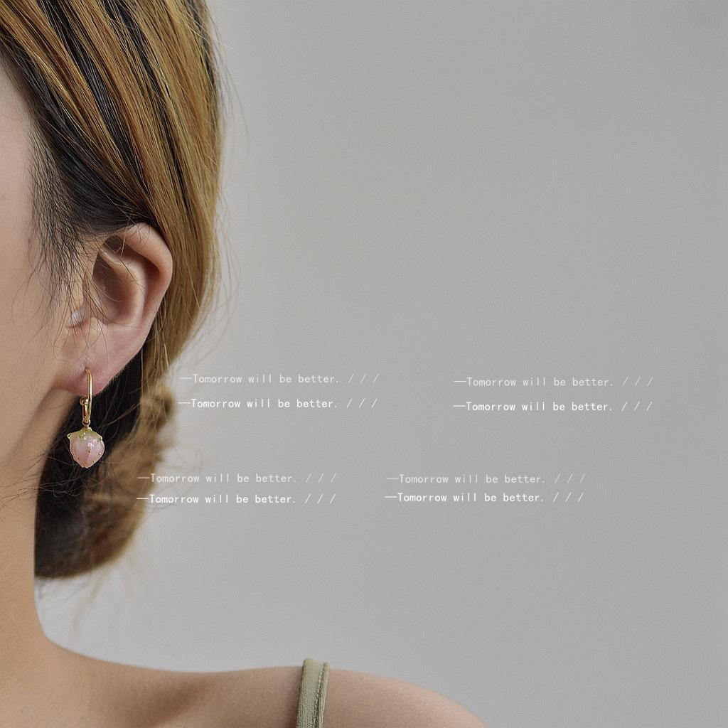 925 Silbernadel 14K Erdbeerherz Ohrringe - Trendiger Net Red Fruchtschmuck