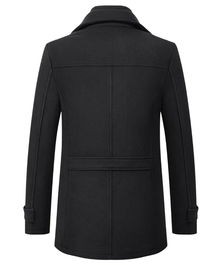 Men's European & American Casual Wool Overcoat - Iron-Free, Solid Color, Fall Wear for Middle-Aged & Elderly with Lapel
