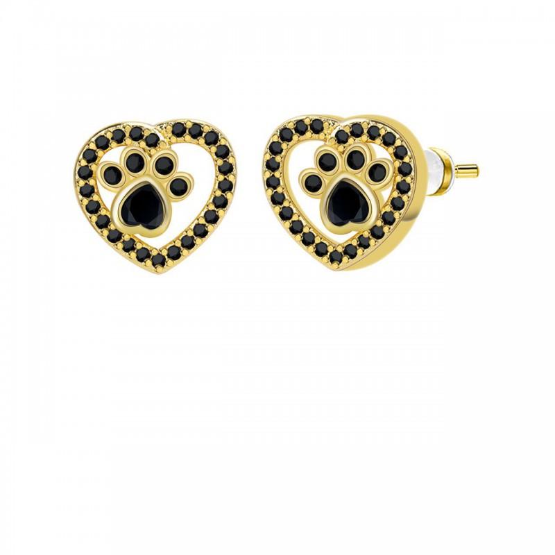 18K Gold Plated Heart Cat Paw Stud Earrings Women Post Minimalist Chic Fashion Jewelry 18K Gold Plated - Resin Drop