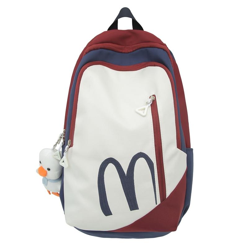 

Жіночий рюкзак кольорових блоків. Чоловічий шкільний рюкзак великої ємності Abg. Студентський рюкзак. синій