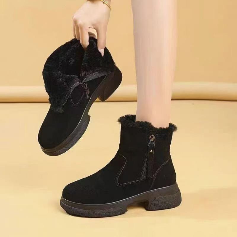 High-top snow boots suede women's new winter thick cotton warm short boots casual velvet outdoor cotton boots women's shoes