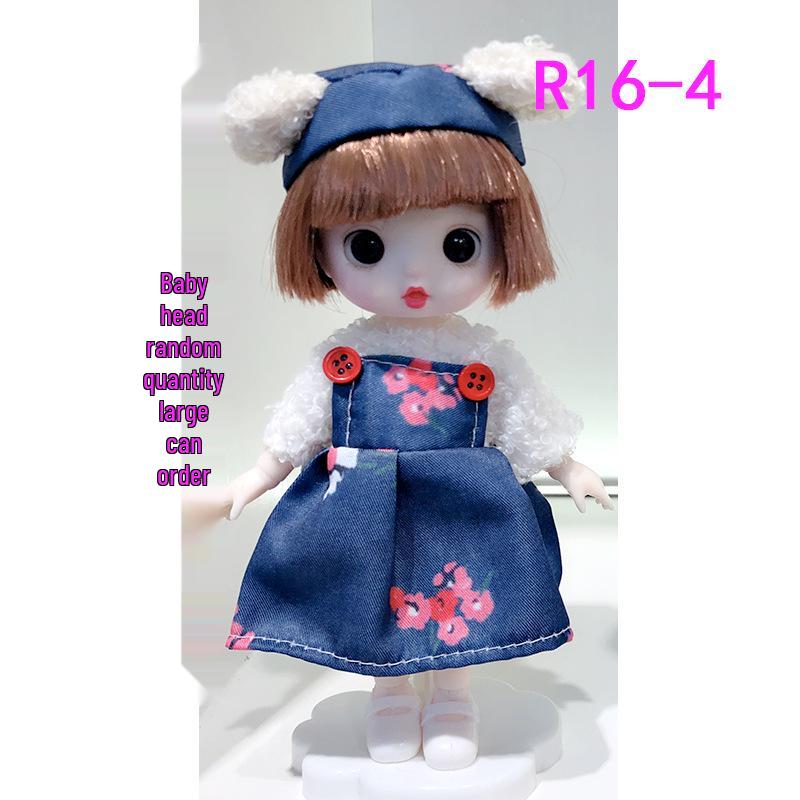 16cm 8-Point BJD Princess Doll with Denim Wedding Dress & Accessories - 6" Dress-Up OB11 Clothes, Tops, and Shorts