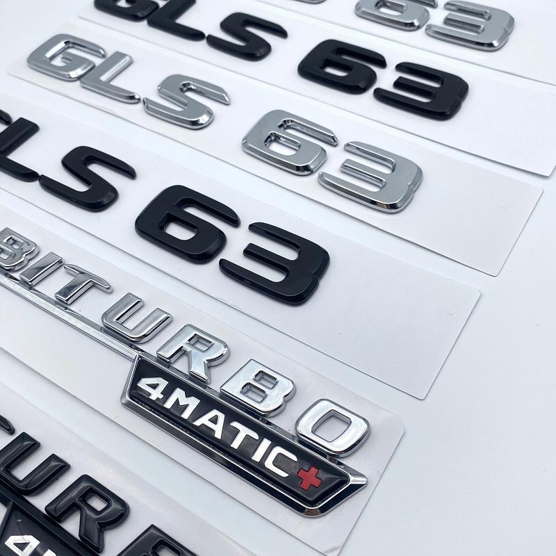 3D Silver Black Letters GLS63 V8 Biturbo ABS Emblem for Mercedes Benz AMG X166 Car Styling Fender Trunk Nameplate Logo Sticker