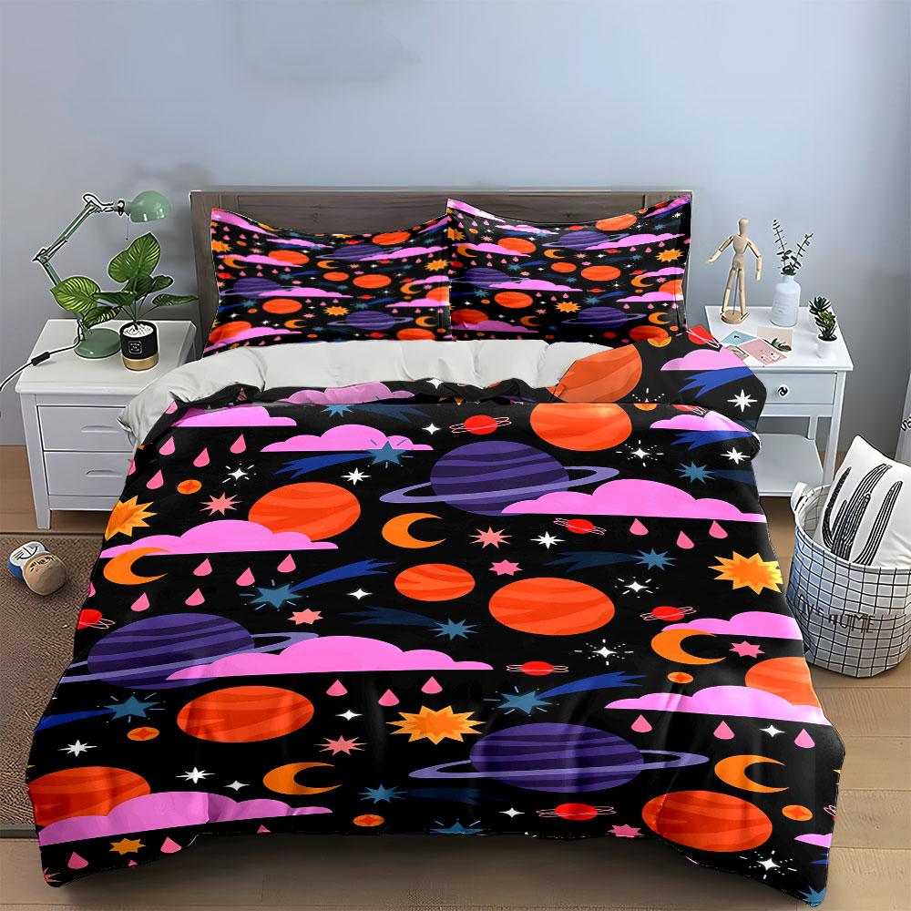 Planets, Stars, Moons, Clouds. Bedding Sets Duvet Cover Sets Duvet Covers Pillowcases(1 * Duvet Cover 2 * Pillowcases, Without Duvet Insert)
