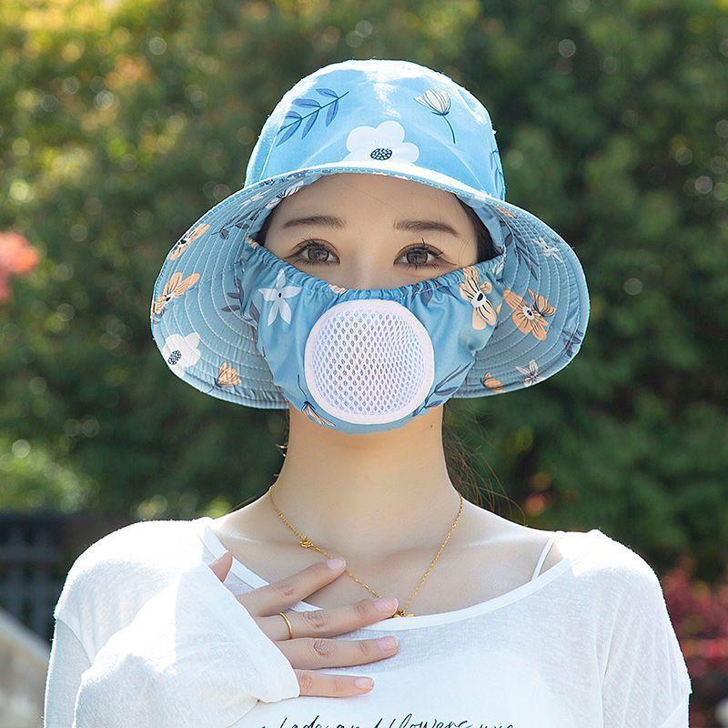 Tee pflücken und auf dem Feld arbeiten, Sonnenhut mit Belüftungsloch, integrierte Gesichtsbedeckung durch Maske, Sonnenschutz UV-Sonnenhut