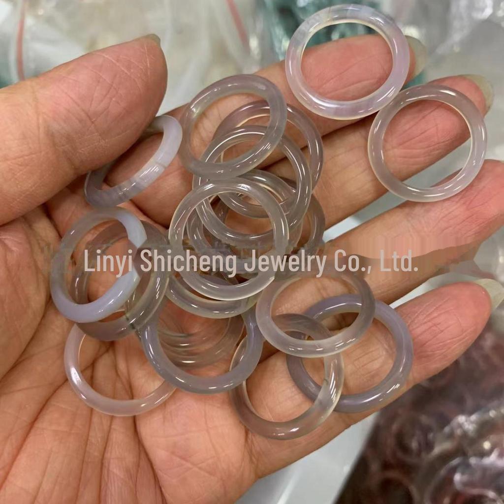 White Moonlight High-Transparency Chalcedony Jade Ring