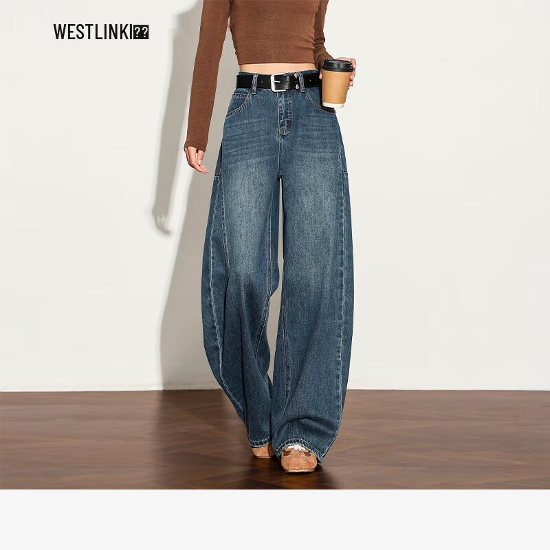 

Xiyu Women s Vintage Washed High-Waist Wide-Leg Jeans 26