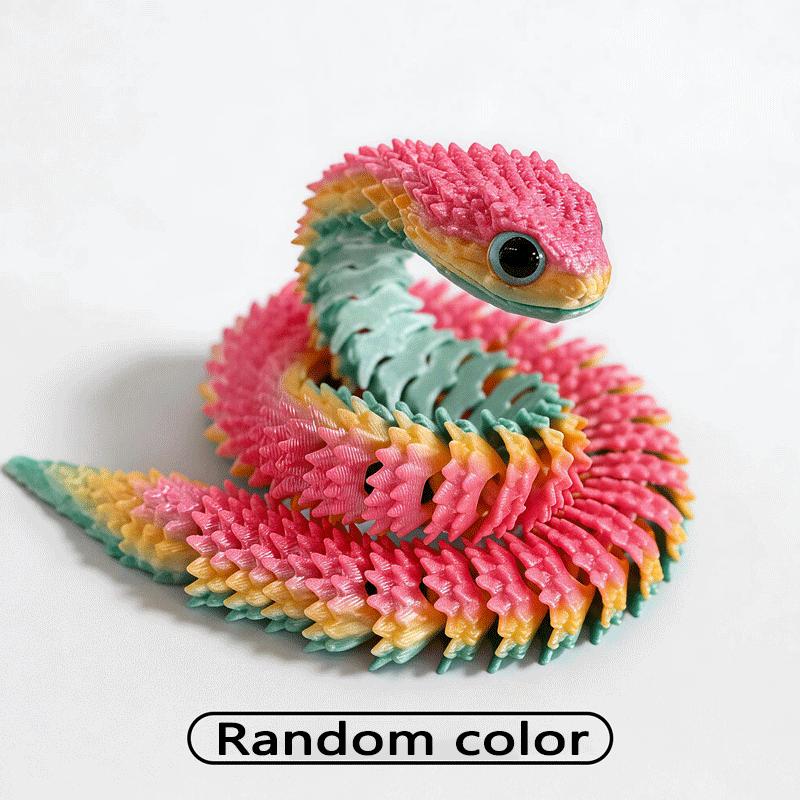 3D Printed Articulated Snake Fidget Toy Realistic Movable Joint Snake Action Figure Stress Relief Desk Decor Animal Model Gift