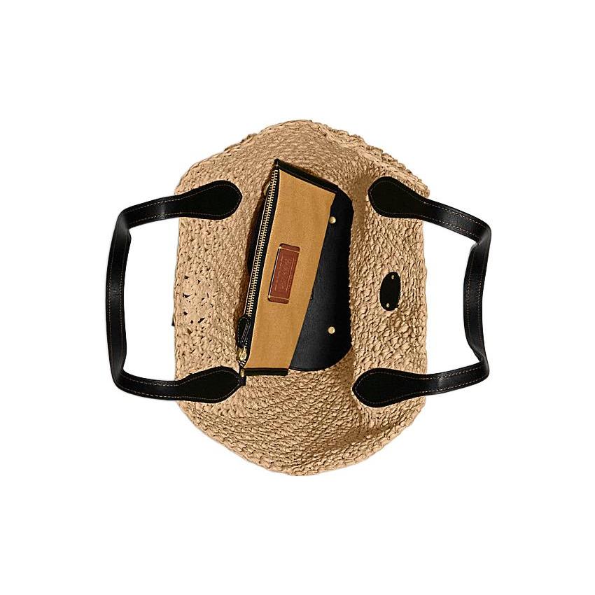 New COACH Cellulose Material Tote Bag, Shopping Bag, Shoulder Bag, Handbag Medium Size Women's Brass CA034-BNABK