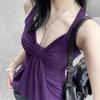 Top da Pendolare con Spallina Intrecciata: Canotta Pieghettata Dimagrante alla Moda Versatile che Valorizza la Figura per Ragazze Trendy
