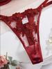 Sexy Damen-Dessous-Set mit floralem Dekor. Farbe: rot