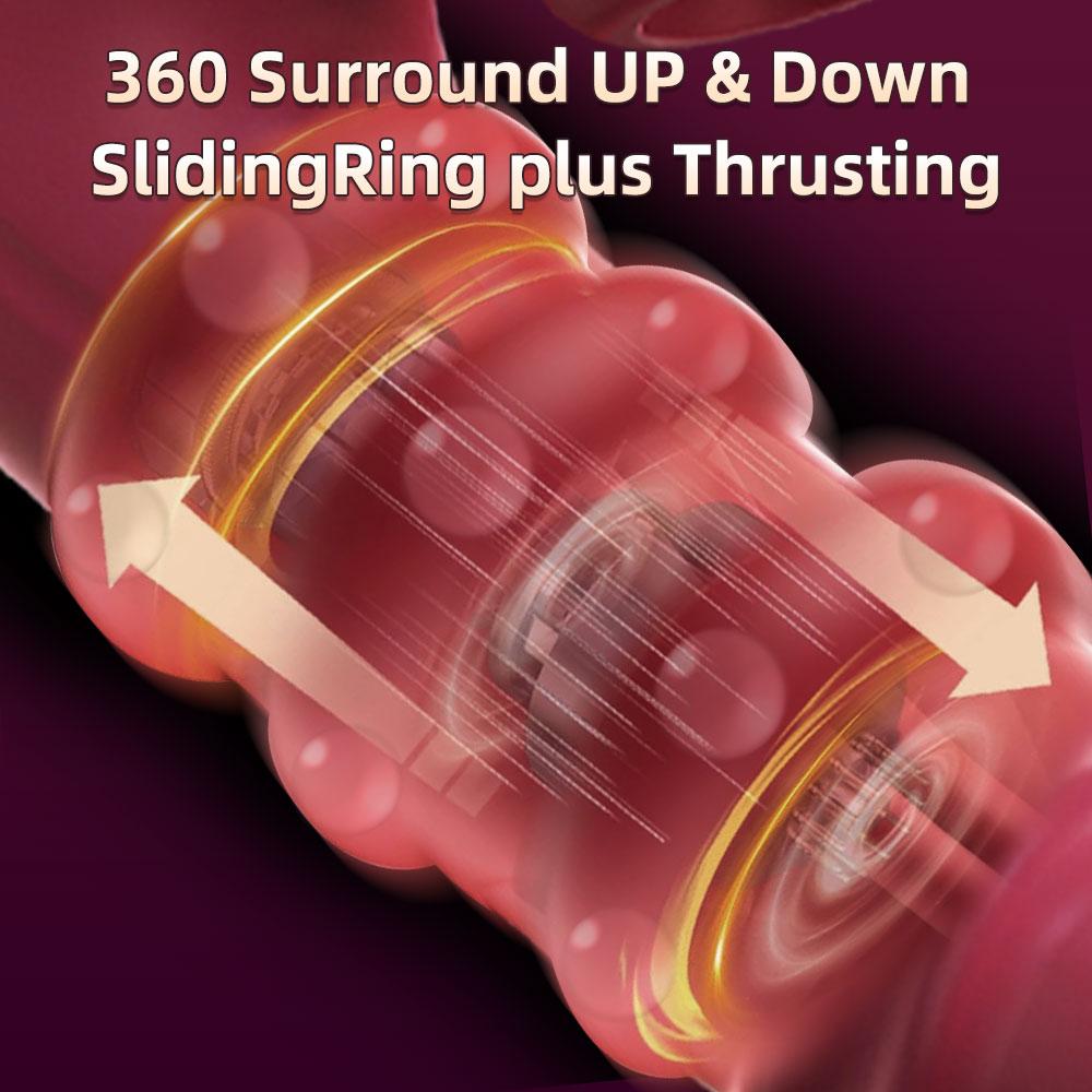 Thrusting Vibrator Dildos Adult Sex Toy for Women G Spot Vibrator with Sliding Ring Thrusting Dildo Rabbit Vibrators for Female