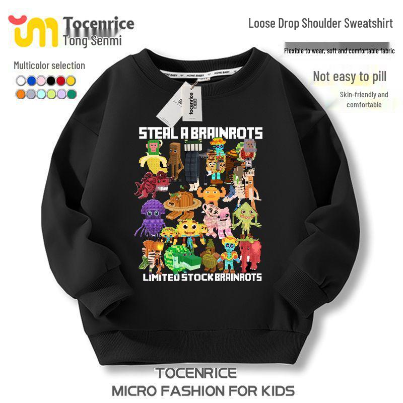 Roblox Shanhaijing Boys' & Girls' Round Neck Plus Velvet Hoodie