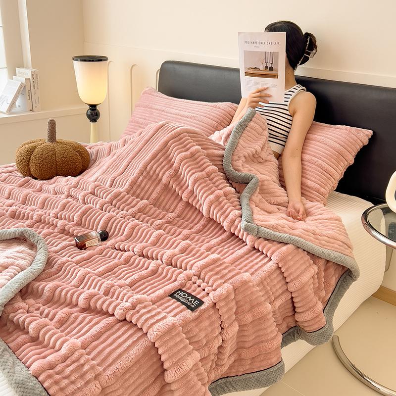 Moderne gestreifte Decke aus Kunstkaninchenfell Herbst Winter Warm Weich Plüsch Bettdecke Kuscheliges Nickerchen Sofa Überwurfdecke Weihnachtsgeschenk