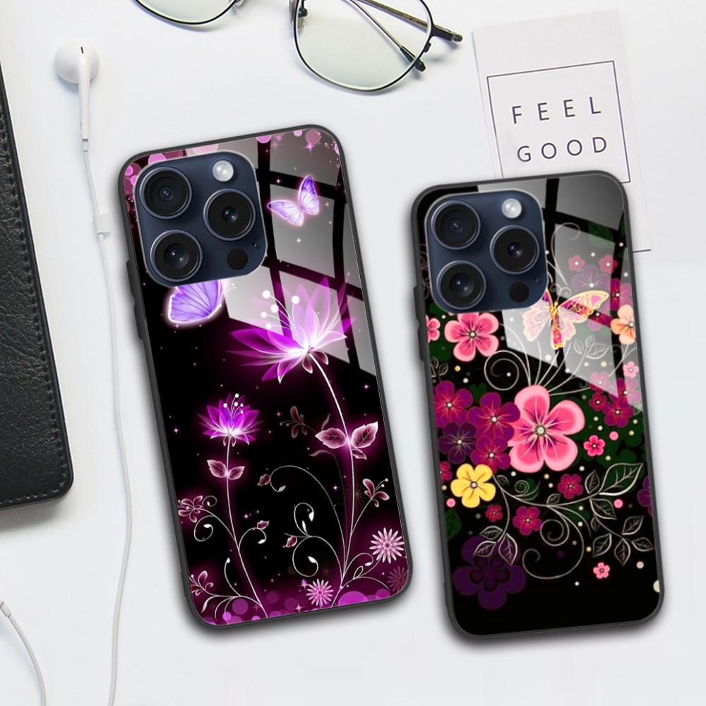 Tempered Glass Case for iPhone 15 15Pro Max Plus Back Cover Hard Bumper Protective Fundas for iPhone 14 Pro 14 Plus 14Pro Max