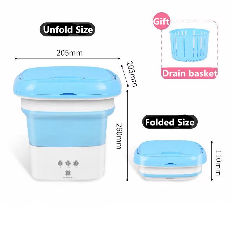 220V Travel Laundry Washer with Rotary Dryer For Clothing Underwear Shoes Washer Mini Folding Portable Washing Machine