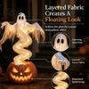 Glowing Tabletop Figures Ghost Pumpkin Yard Lamp Halloween Resin Figurine with Warm LED Light Battery Operated Glow Ornaments Spooky Swirling