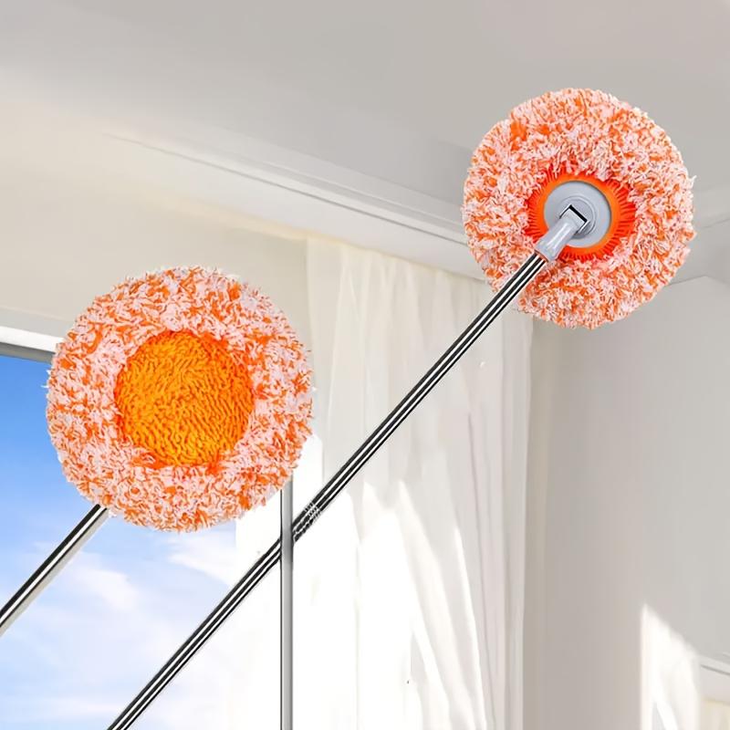 180° Rotatable Cleaning Mop Brush with Long Handle - Thickened Coral Fleece Wall & Ceiling Scrubber for Floors, Windows & Corners