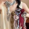 Spring Summer Colorful Polka Dot Floral Decorative Scarf Necktie Soft Lightweight Breathable Lace Up Accessory Fashion Decor
