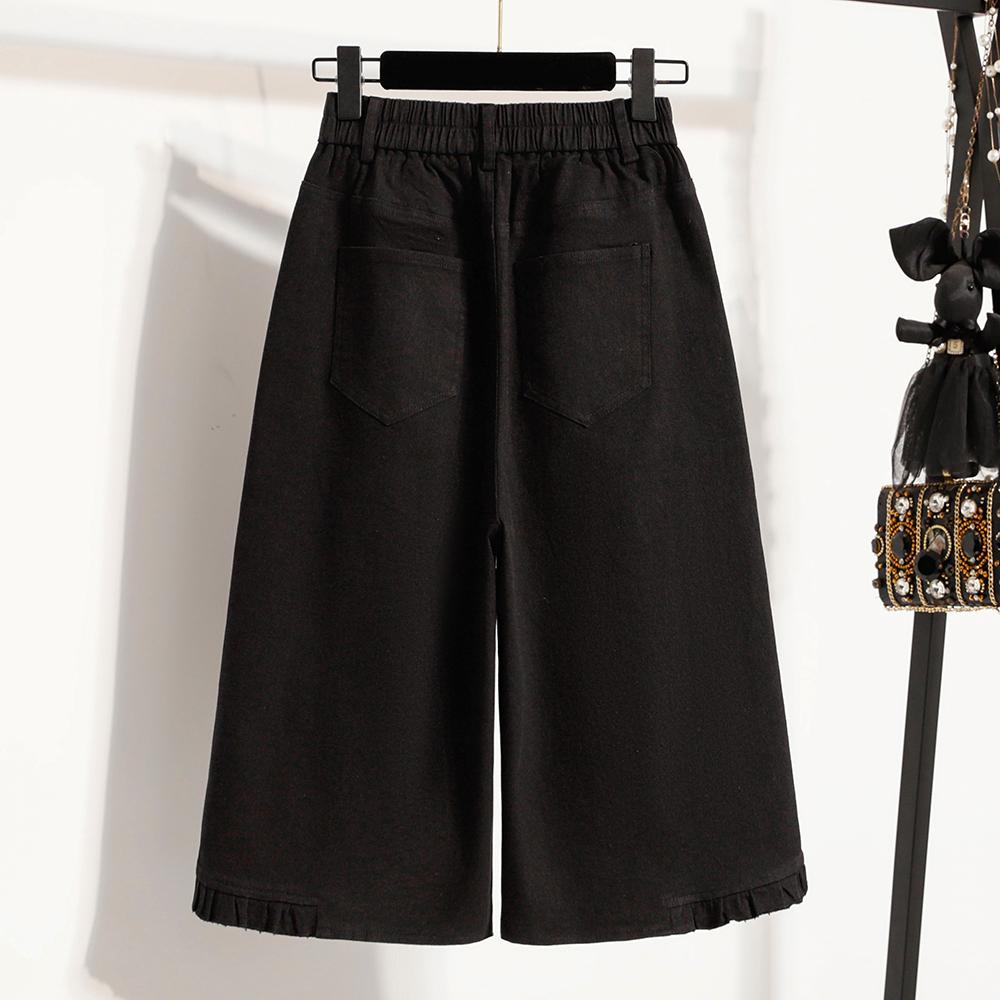 DIMANAF 2026 Summer Plus Size Women Pants Elastic Waist Oversize Loose Casual Lady Shorts Cotton Solid Black White 5XL