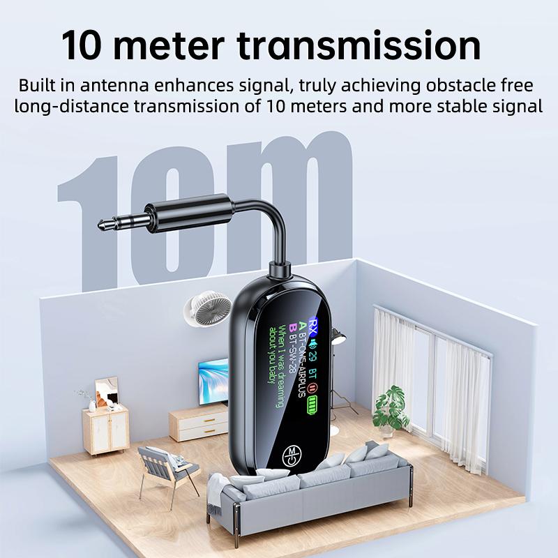 2 In 1 Bluetooth 5.4 Audio Transmitter Receiver 3.5MM AUX Hifi Stereo Audio Wireless Adapter with Mic for Car Airplane TV PC Headphone