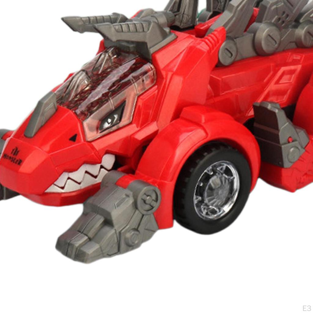 Automatic Transform Dino Car, with LED Light, Vehicle Toys for 1 2 3