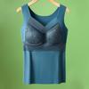 Women's Double-Sided Brushed Lace German Velvet Warm Vest - Thick, Seamless, Fixed Cup Base Layer for Autumn and Winter