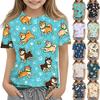 Children's Printed Round Neck Short Sleeved Casual T-shirt