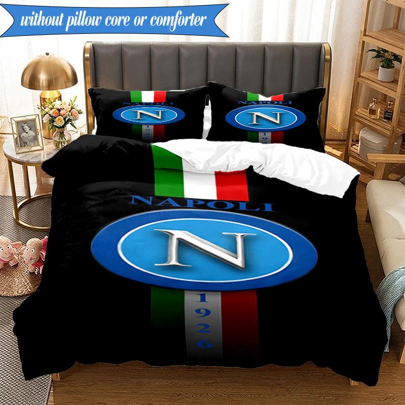 Set Lenzuola 3 Pezzi Blu Napoli Simbolo Energetico Stampa 2D (Include 1 Copripiumino + 2 Federe Senza Imbottitura), Decorazione camera da letto, Regalo ventilatore
