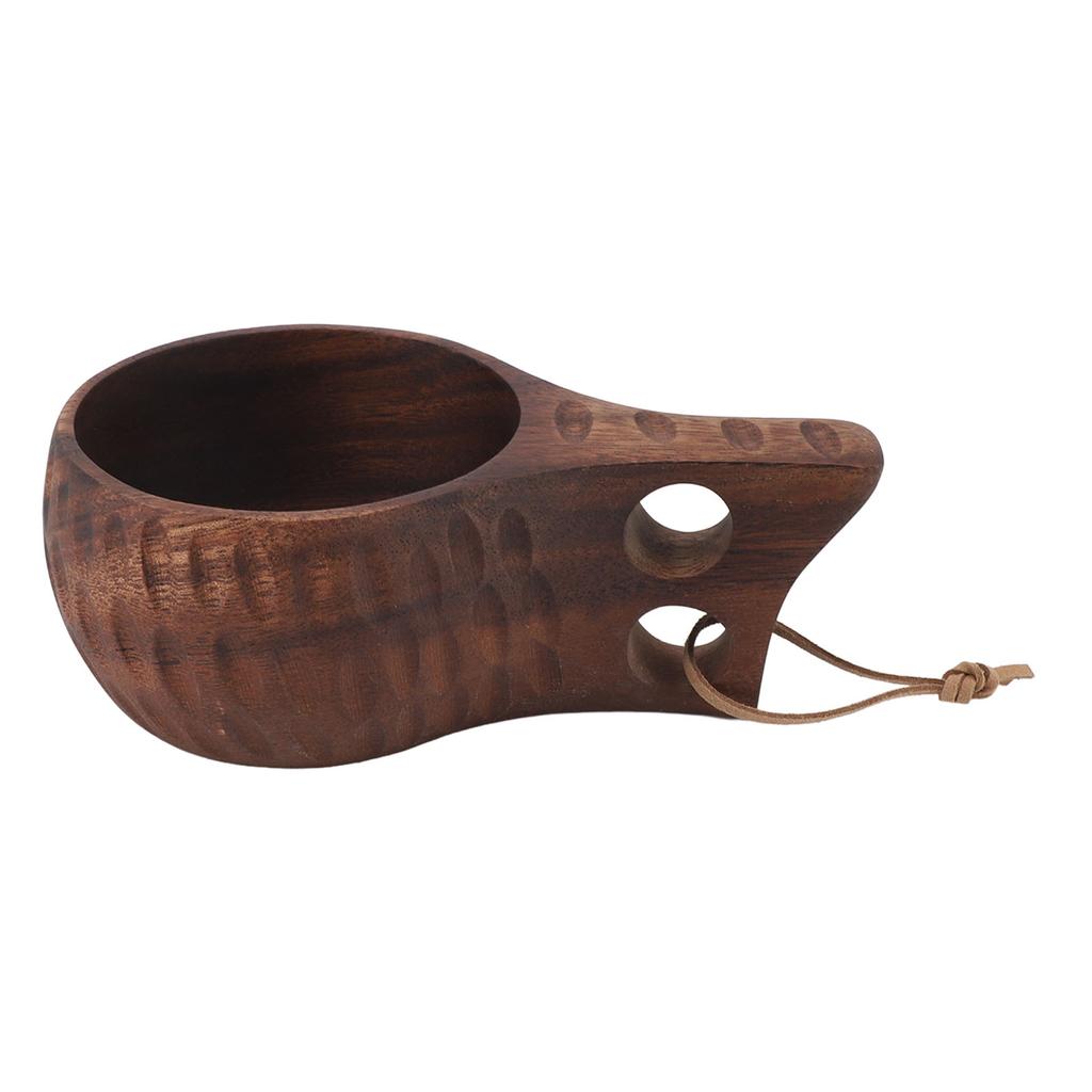 350ML Wooden Cup with Handle Portable Multifunctional Wood Mug Drinking Cup for Coffee Tea Milk Beverages