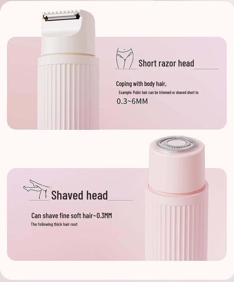 Dual-Head Electric Women's Hair Removal Shaver & Trimmer for Body and Pubic Hair