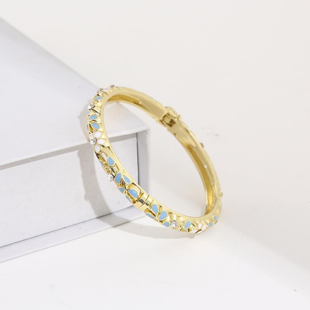 Colorful Enamel Bangle Vintage Flower Enamel Bangle Cloisonne Bracelet  Party Jewelry