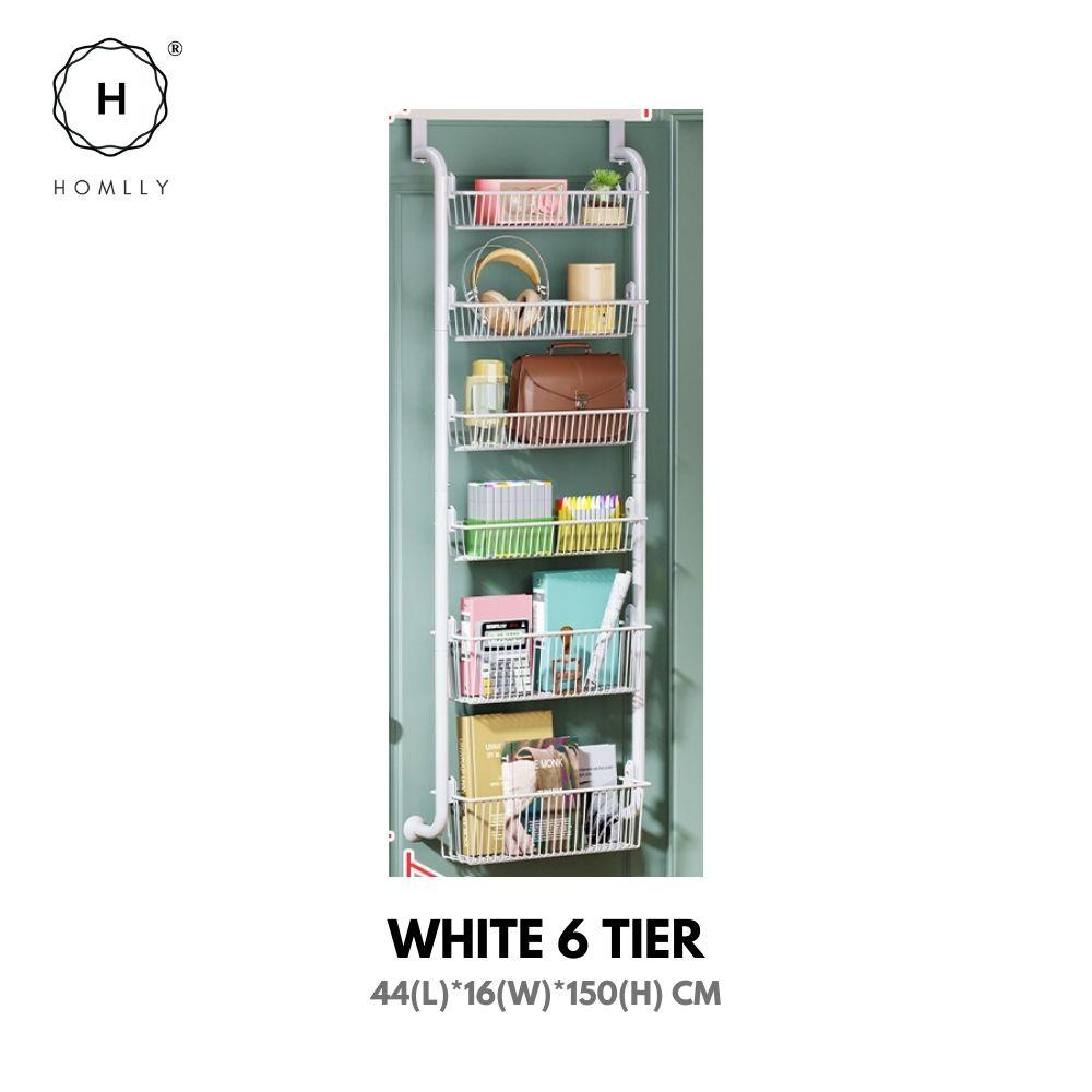 Homlly Over the Door 4/5/6 Tier Pantry Kitchen Bathroom Organizer and Storage Rack with Full Basket